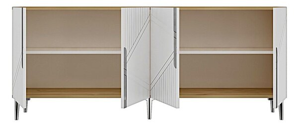 Evva komód, zafír tölgy-ezüst, 150 cm