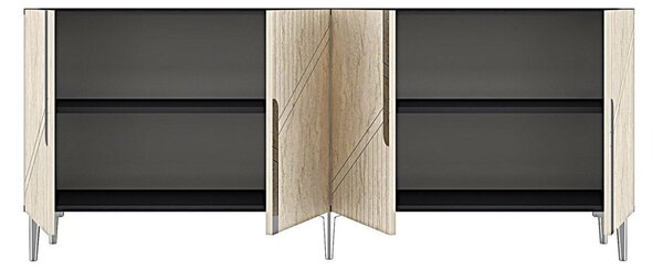 Evva komód, antracit-ezüst, 150 cm