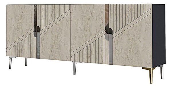 Evva komód, antracit-ezüst, 150 cm