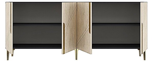 Evva komód, antracit-arany, 150 cm