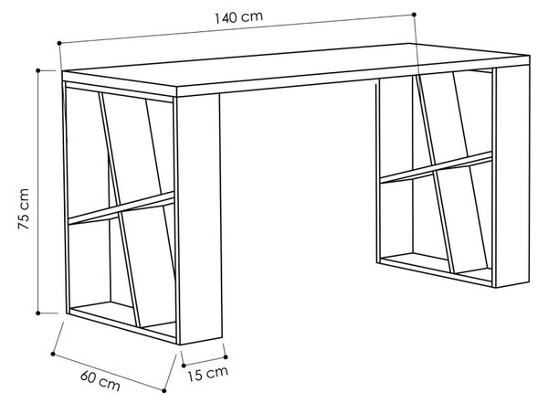 Íróasztal, fehér-antracit, 140 cm