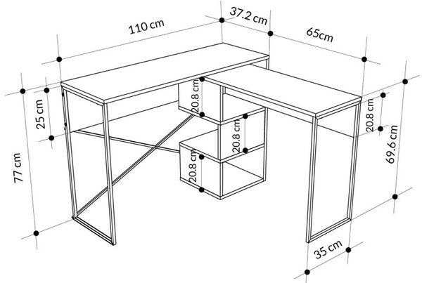 Badau íróasztal, fehér, 110 cm