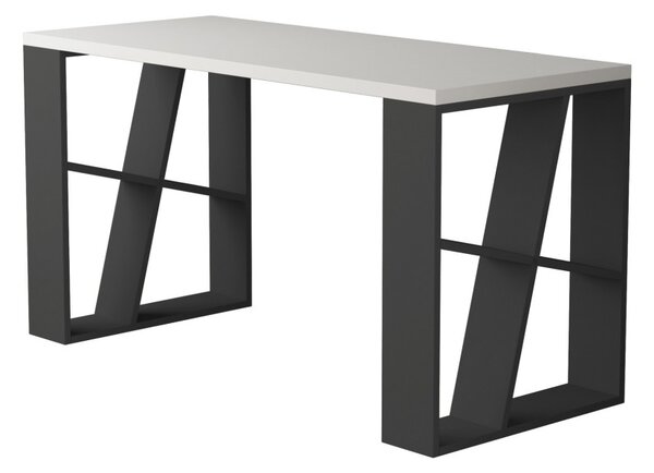 Íróasztal, fehér-antracit, 140 cm