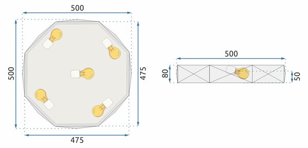 Mennyezeti lámpa Diamond APP863-C fekete 50 cm