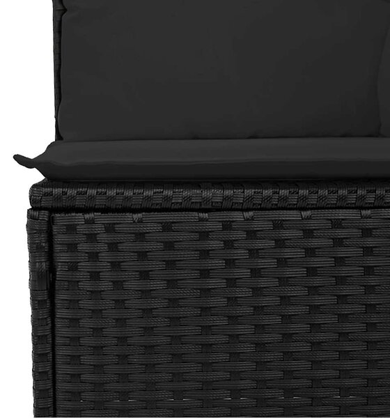 7 részes fekete polyrattan kerti ülőgarnitúra párnával
