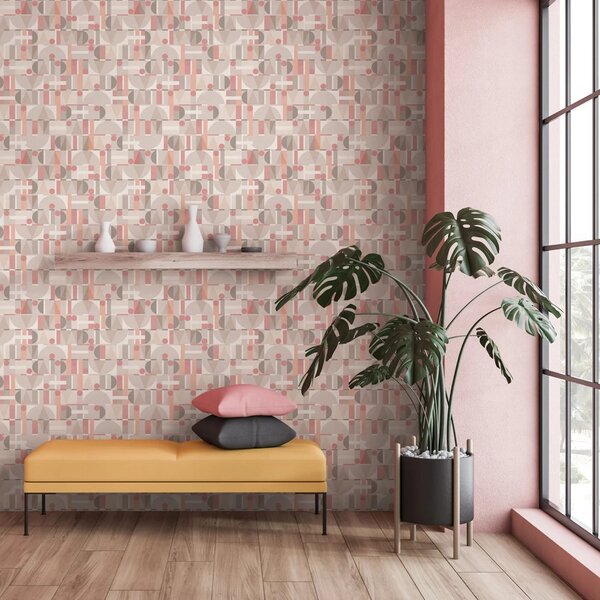 TF30081644 geometrikus mintájú rózsaszín tapéta
