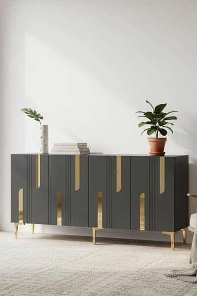 Nota komód, antracit-arany, 150 cm