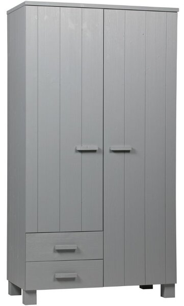 Hoorns Koben világosszürke fa szekrény 202 x 111 cm fiókokkal