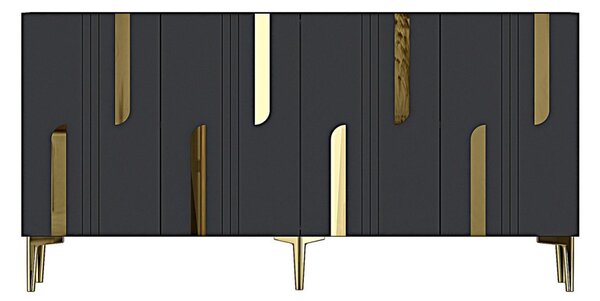 Nota komód, antracit-arany, 150 cm