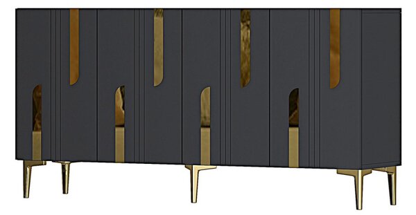 Nota komód, antracit-arany, 150 cm
