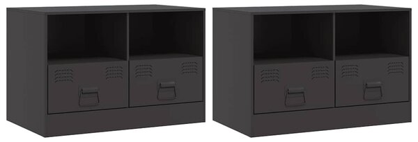 2 db fekete acél TV-szekrény 67 x 39 x 44 cm