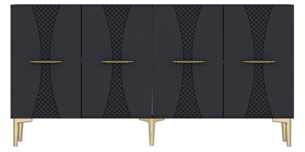 Slim komód, antracit-arany, 150 cm