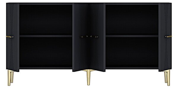 Slim komód, antracit-arany, 150 cm