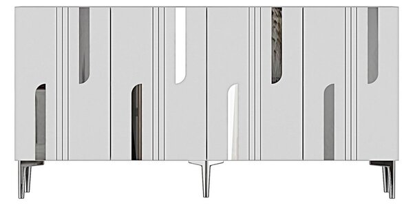 Nota komód, fehér-ezüst, 150 cm