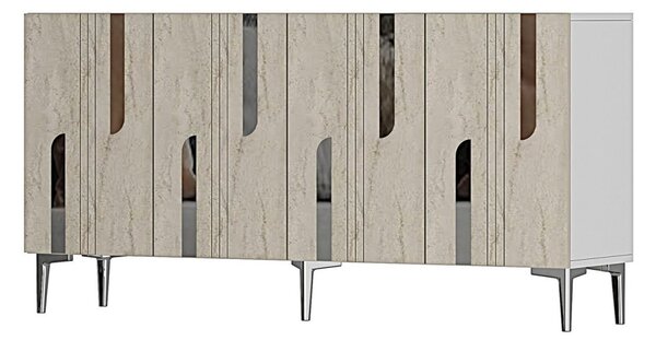 Nota komód, fehér-travertin, 150 cm – TR555CHM1705