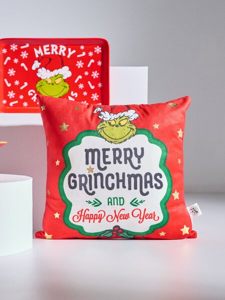 Sinsay - Karácsonyi mintás párnahuzat Grinch - piros