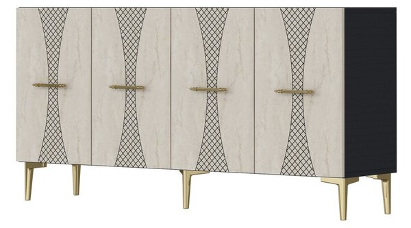 Slim komód, antracit-travertin, 150 cm