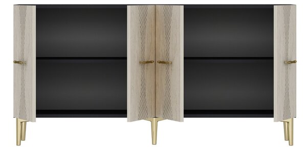 Slim komód, antracit-travertin, 150 cm