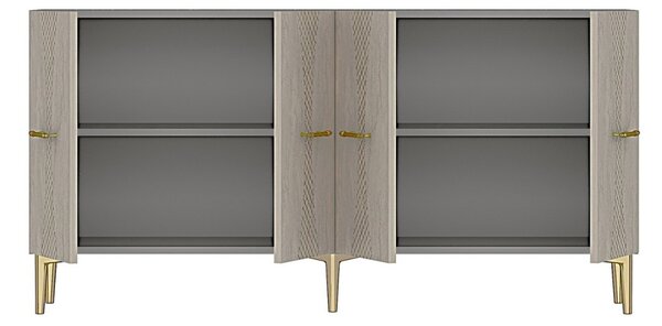 Slim komód, fehér-travertin, 150 cm