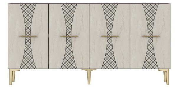 Slim komód, antracit-travertin, 150 cm