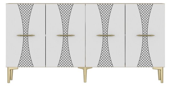 Slim komód, zafír tölgy-fehér, 150 cm
