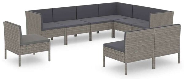 Polyrattan Kerti Ülőgarnitúra - 9 részes - Szürke