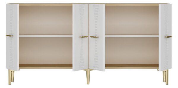 Slim komód, zafír tölgy-fehér, 150 cm