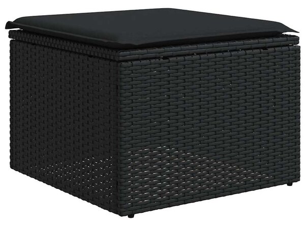 7 részes fekete polyrattan kerti ülőgarnitúra párnával