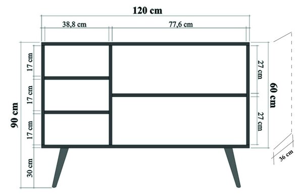 Komód, 120 cm – Mega-220