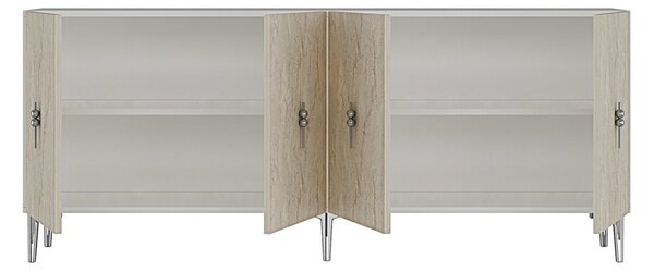 Komód, fehér-travertin, 180 cm – TR555CHM1736