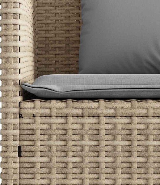 Bézs polyrattan kerti pad párnákkal