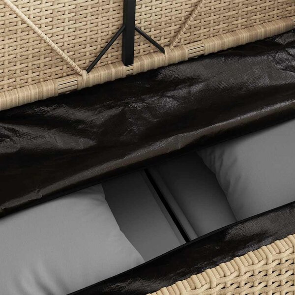 Bézs polyrattan kerti pad párnákkal