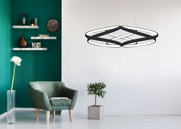 Mennyezeti LED Lámpa APP793-CP FLAT Fekete + Távirányító