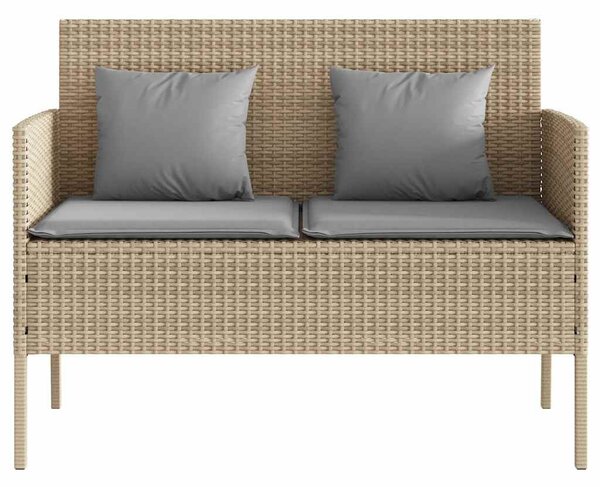 Bézs polyrattan kerti pad párnákkal