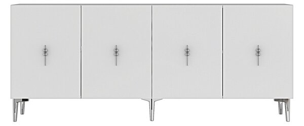 Komód, fehér-ezüst, 180 cm