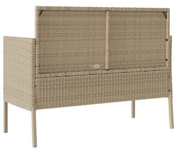 Bézs polyrattan kerti pad párnákkal