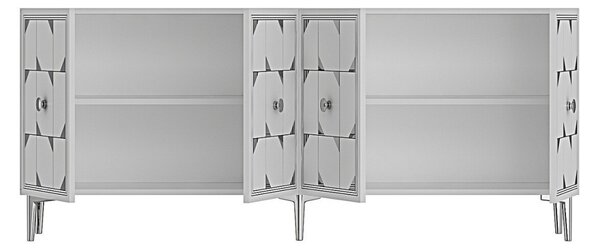 Moka komód, fehér-ezüst, 150 cm