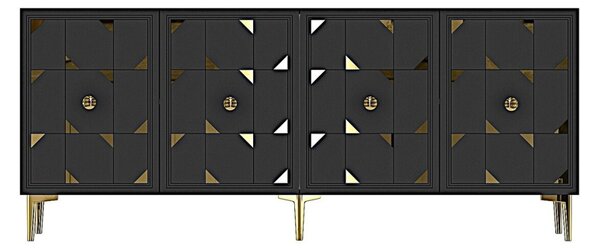 Moka komód, antracit-arany, 150 cm