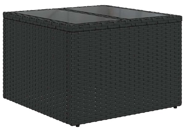 9 részes fekete polyrattan kerti ülőgarnitúra párnákkal