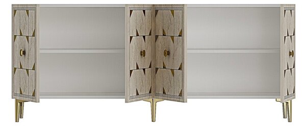 Moka komód, fehér-travertin, 150 cm – TR555CHM1740