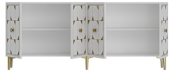 Moka komód, fehér-arany, 150 cm
