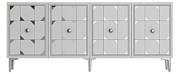 Moka komód, fehér-ezüst, 150 cm
