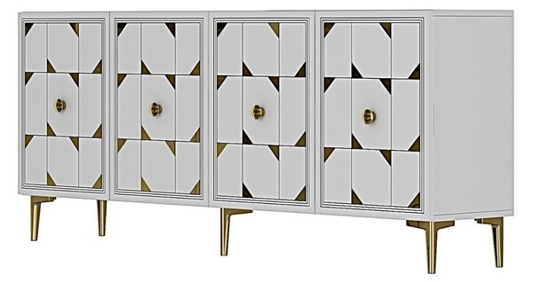Moka komód, fehér-arany, 150 cm