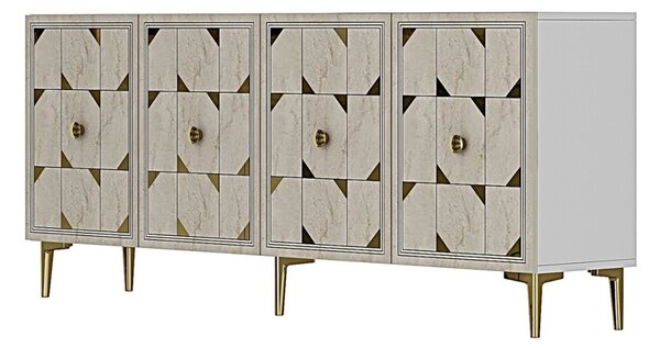 Moka komód, fehér-travertin, 150 cm – TR555CHM1740