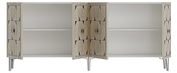 Moka komód, fehér-travertin, 150 cm – TR555CHM1741