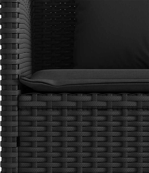 Fekete polyrattan kerti pad párnával
