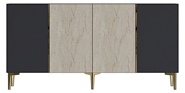 Poli komód, antracit-travertin, 150 cm – TR555CHM1744