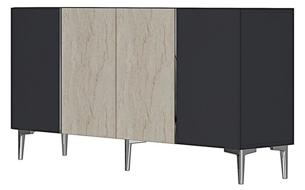 Poli komód, antracit-travertin, 150 cm – TR555CHM1745