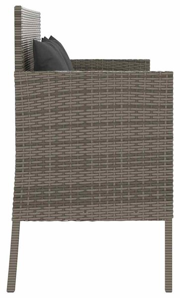 Szürke polyrattan akácfa kerti pad párnával