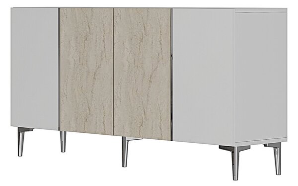 Poli komód, fehér-travertin, 150 cm – TR555CHM1749